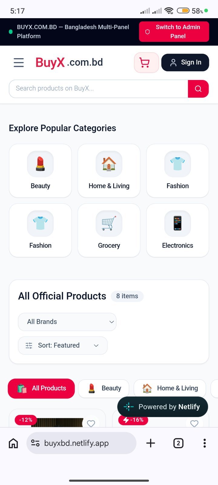 BuyX.com.bd — Daraz-Style Professional E-Commerce Website for Sale