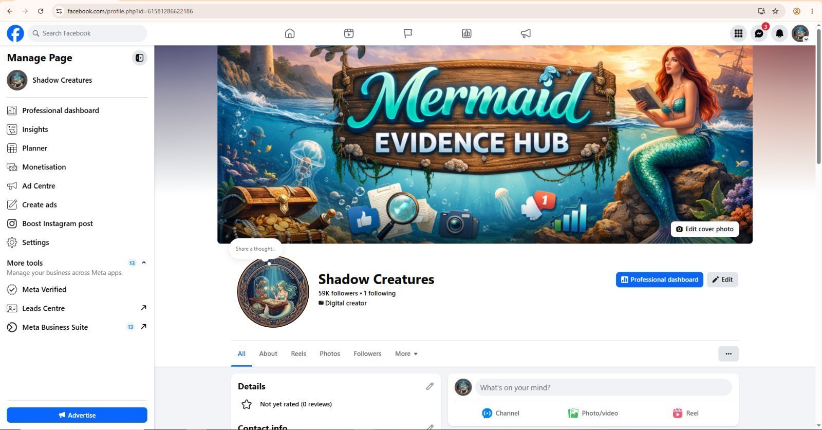 🌊🔥 SHADOW CREATURES — 59K+ FOLLOWERS FACEBOOK PAGE FOR SALE 🔥🌊