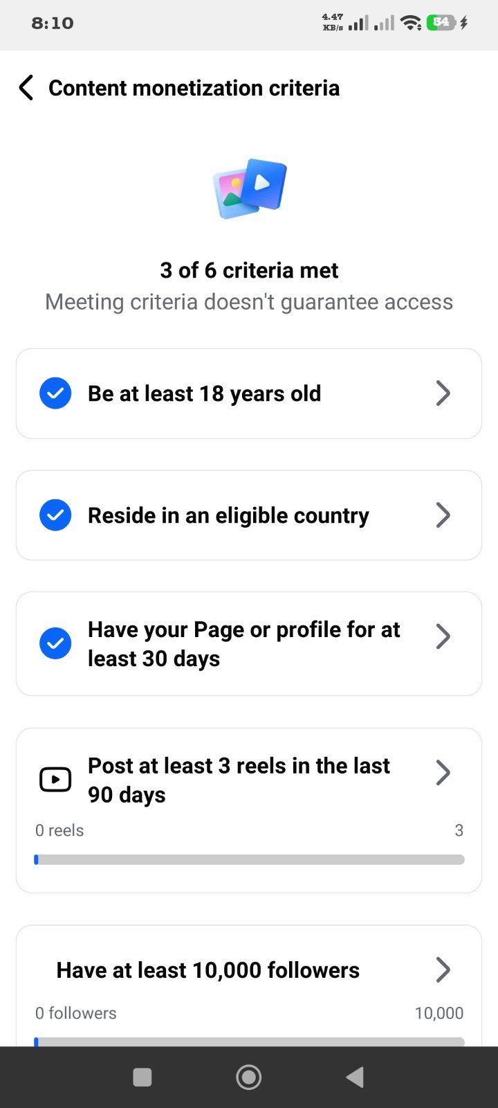 Content monetization criteria