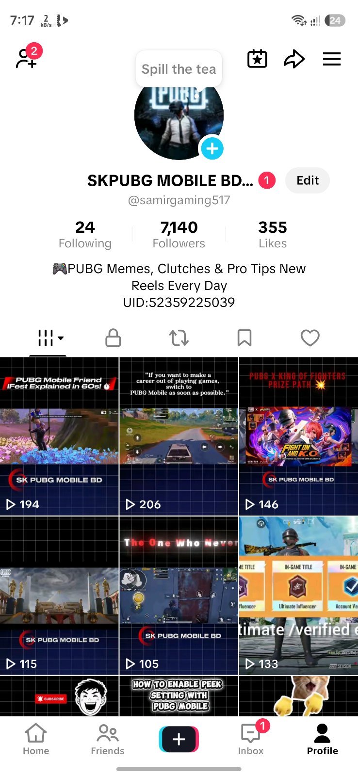 Tik Tok account followers 7.140k