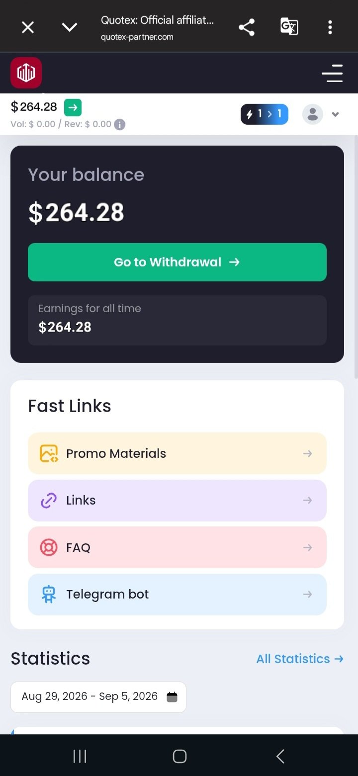 Quotex Affiliat account