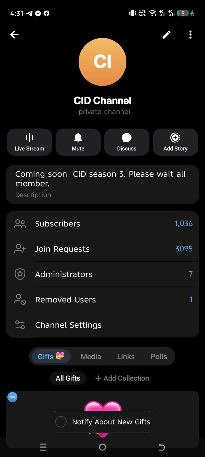 1k Plus live member 3k puls join request