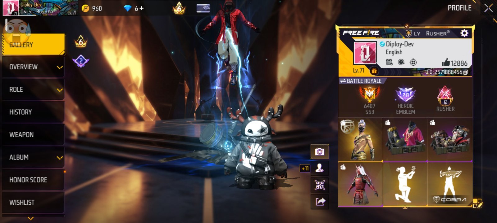 Free Fire account lev 71