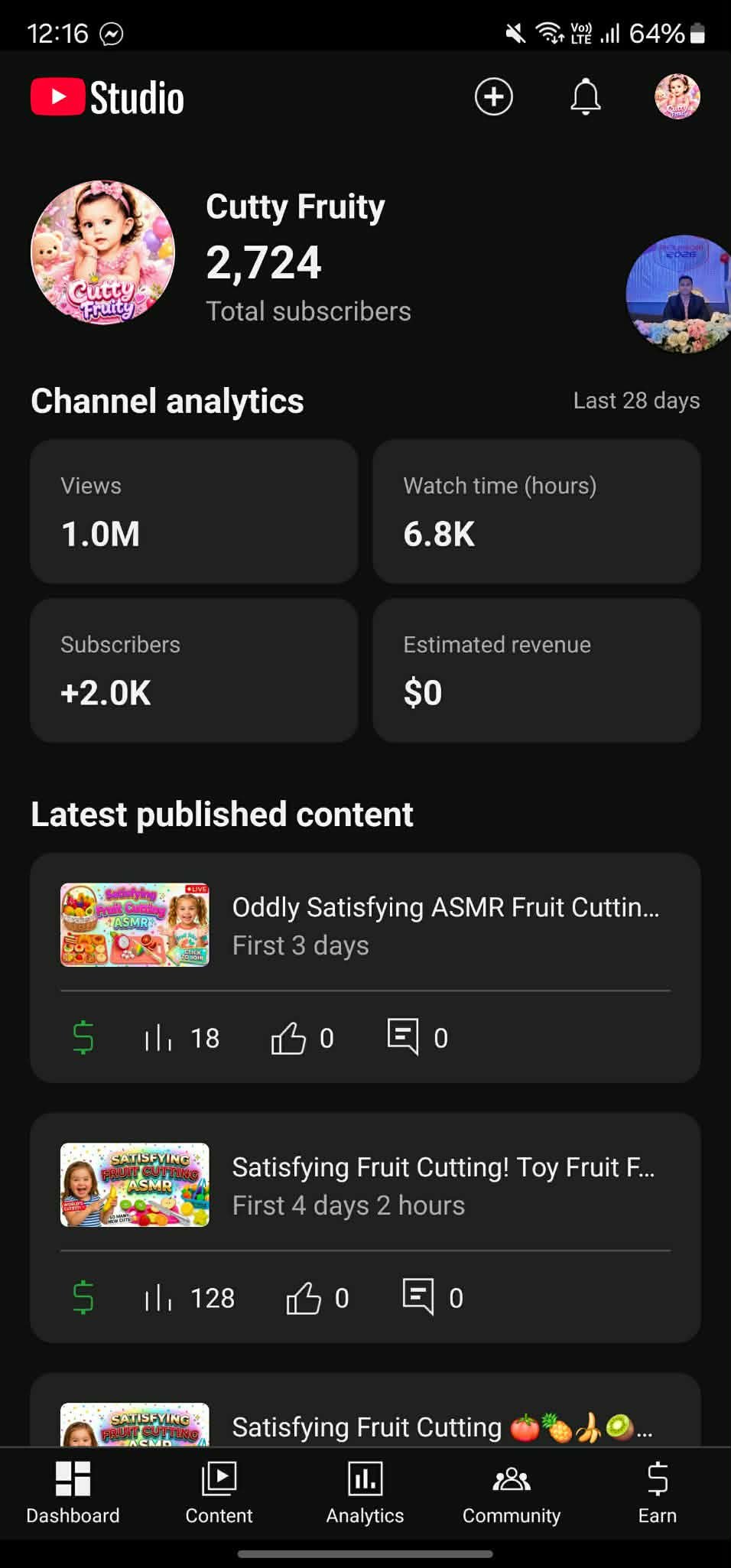 2k subscriber monetized channel