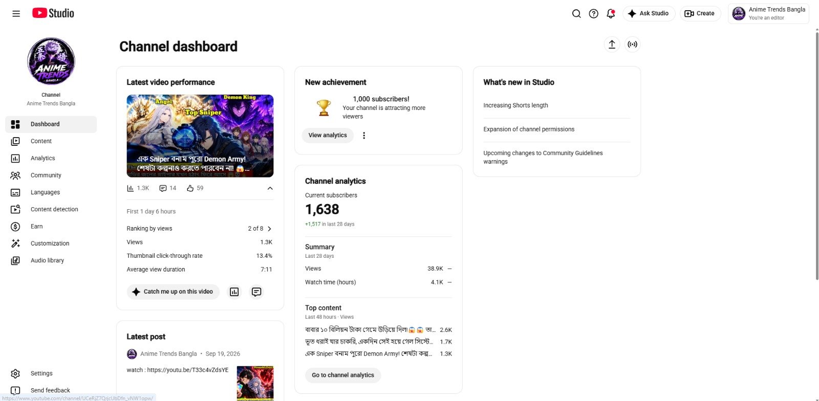 Almost 2k Subs Organic Monitized Channel