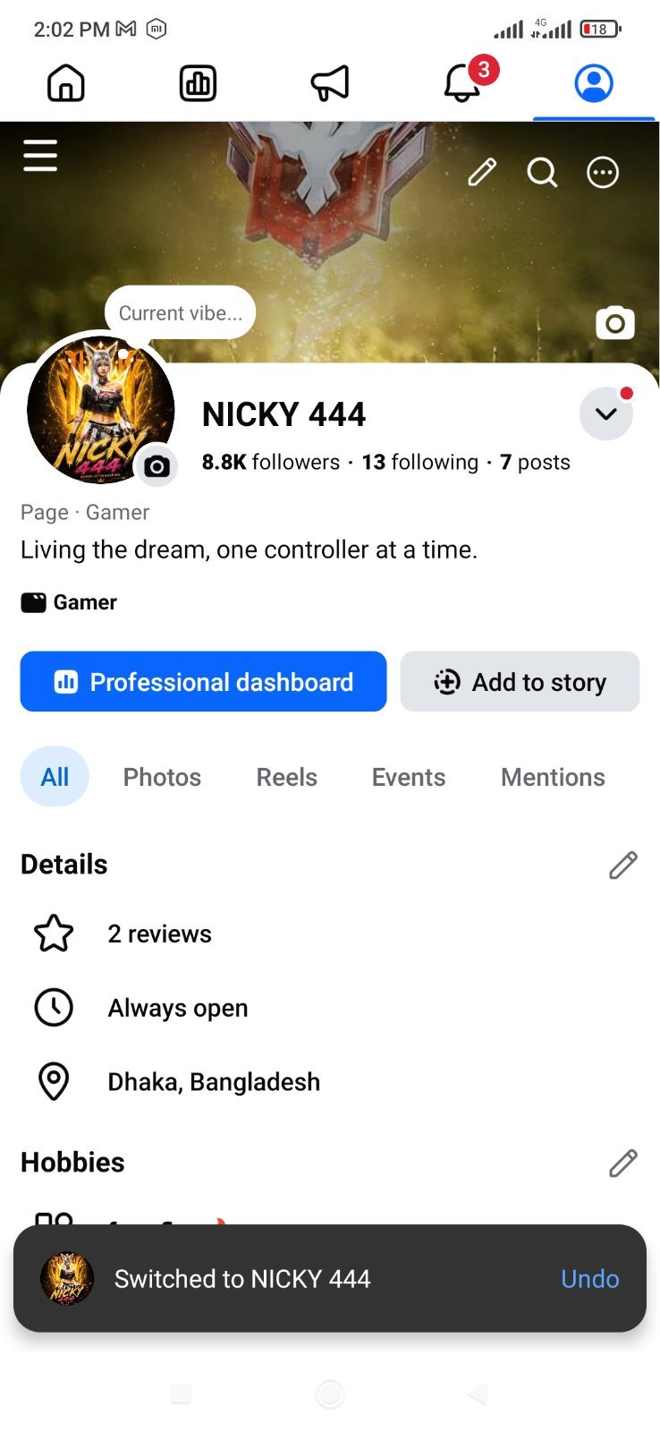 NICKY 444 Facebook page