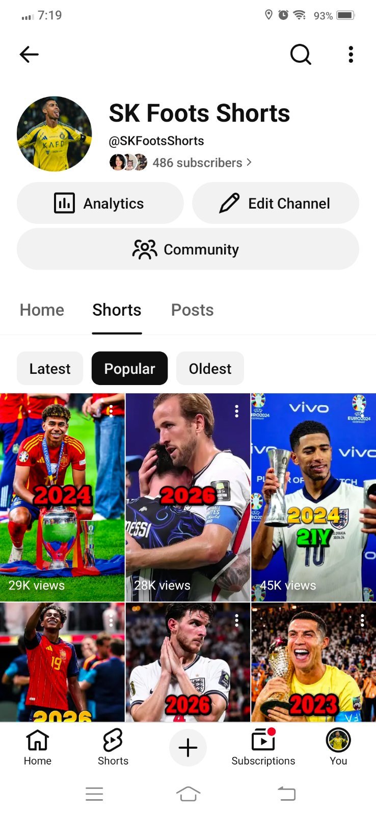 Channel Name- SK Foots Shorts, 480+ Subscribers