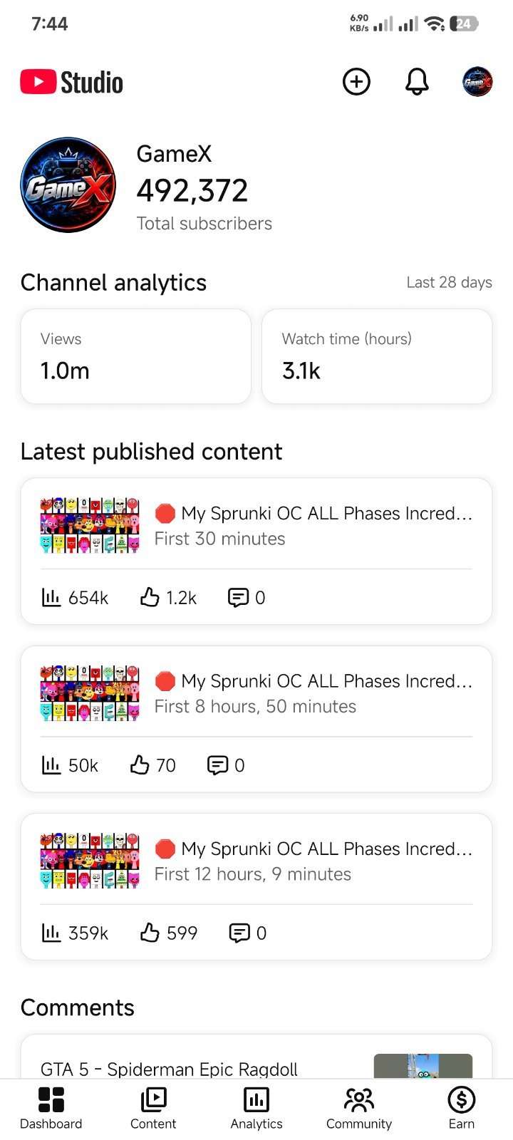 492k Subscriber Gaming Channel