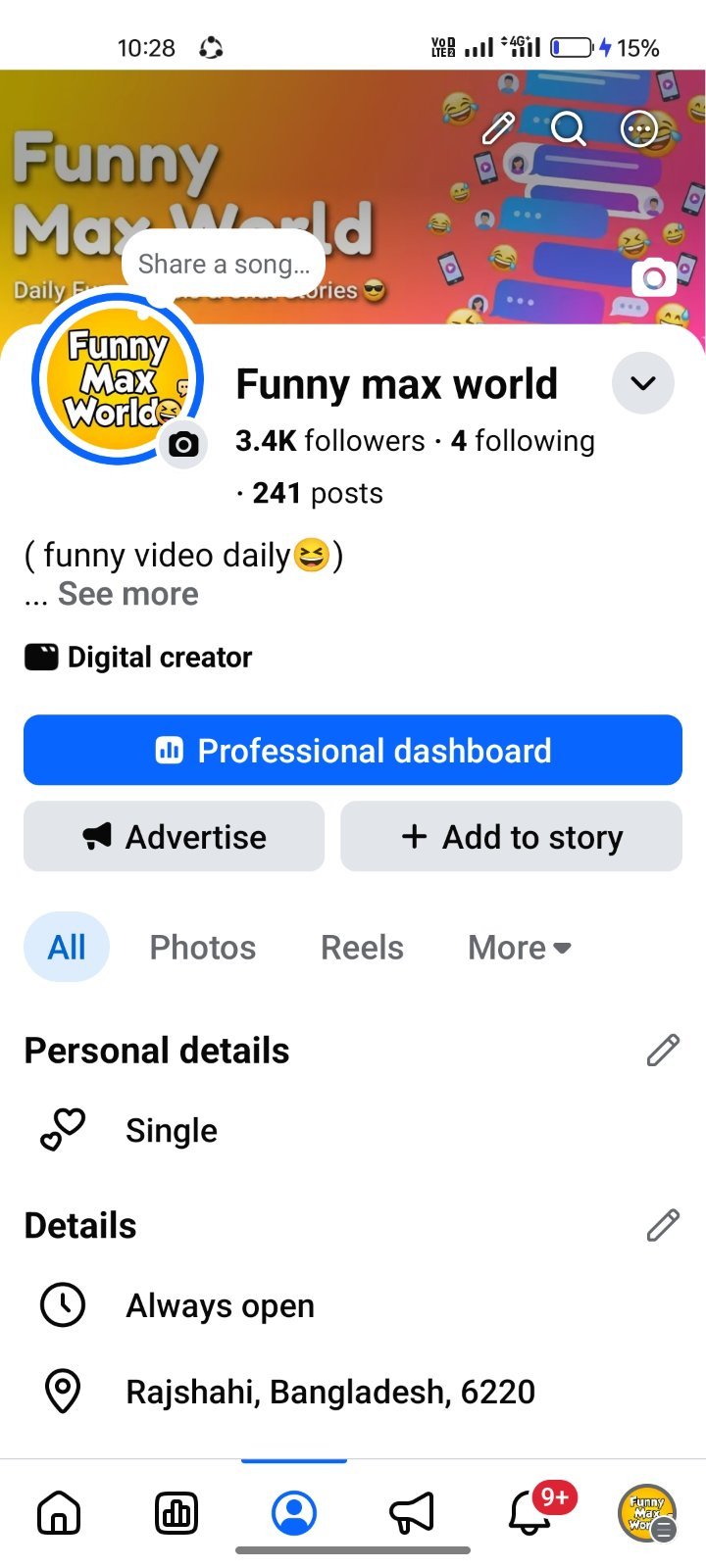 🔥 Facebook Page For Sale — Funny max world 🔥