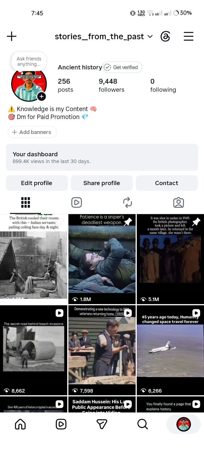 Instagram History Page for Sale