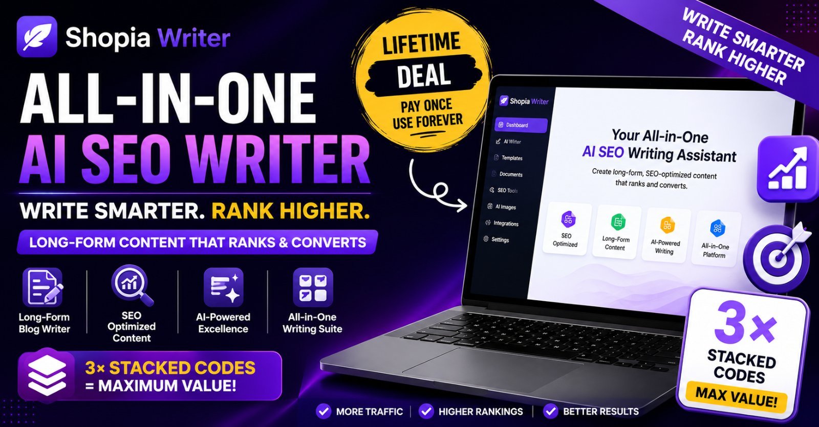 Shopia Writer Lifetime Deal — Long-Form Blog & All-in-One AI SEO Writer Sale