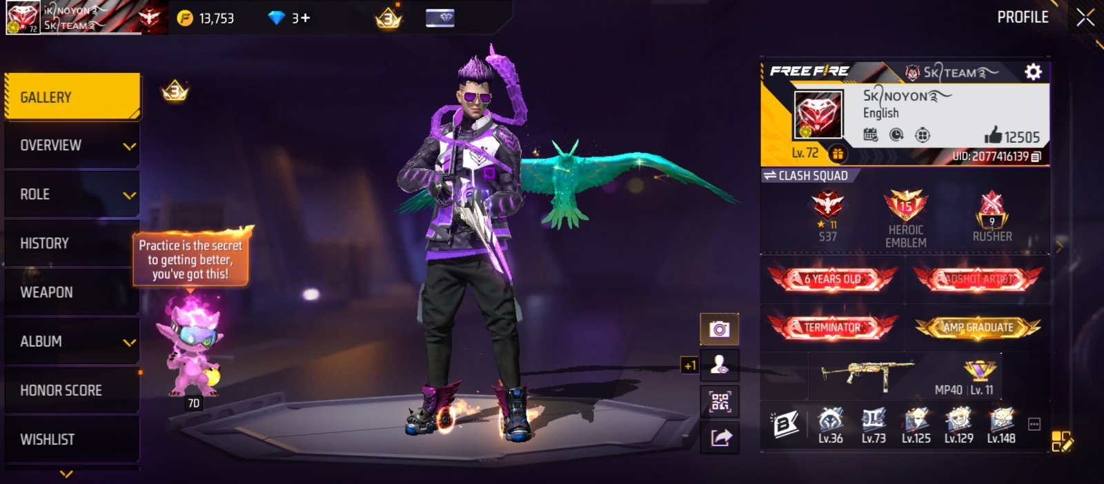 5 Years Old 72Lv Free Fire ID Sell.