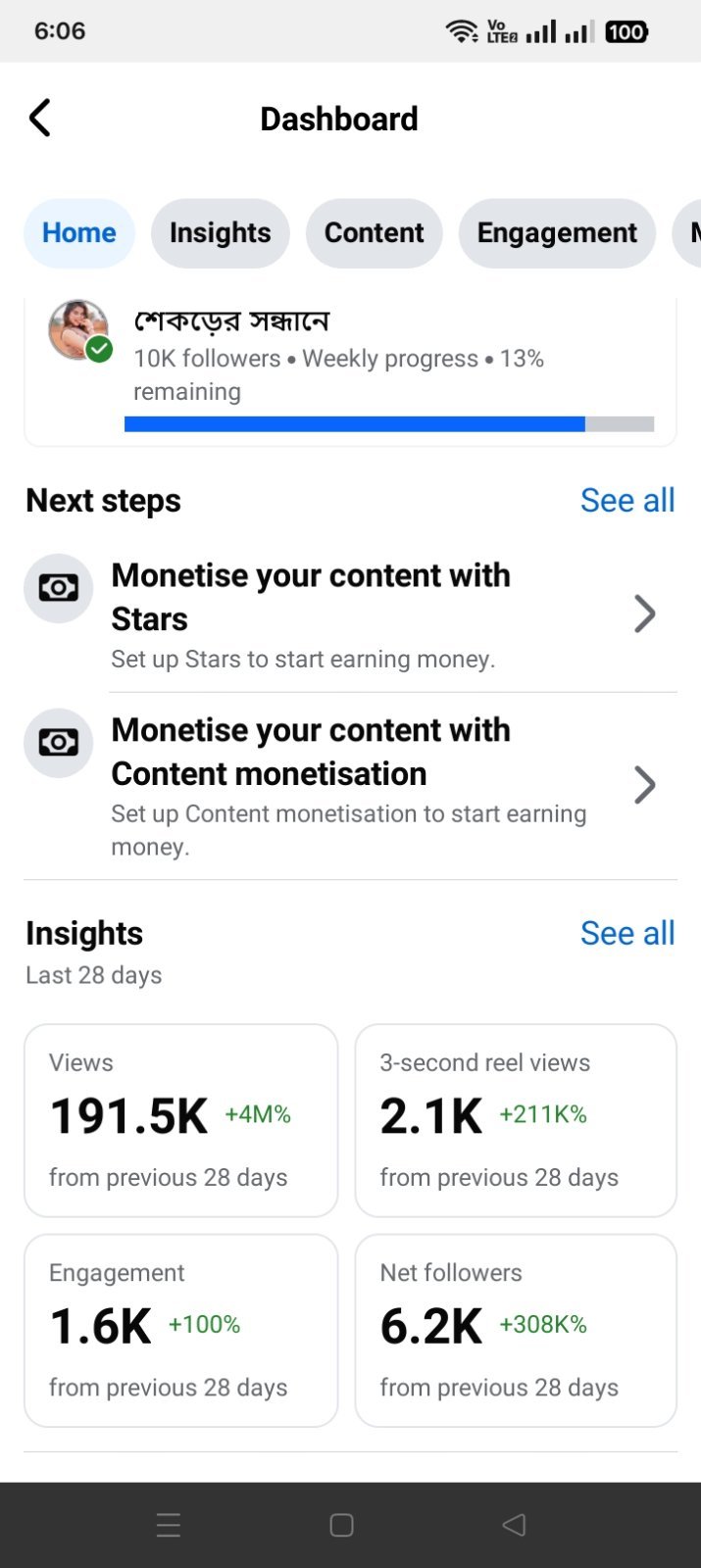 Facebook profile-10k follower