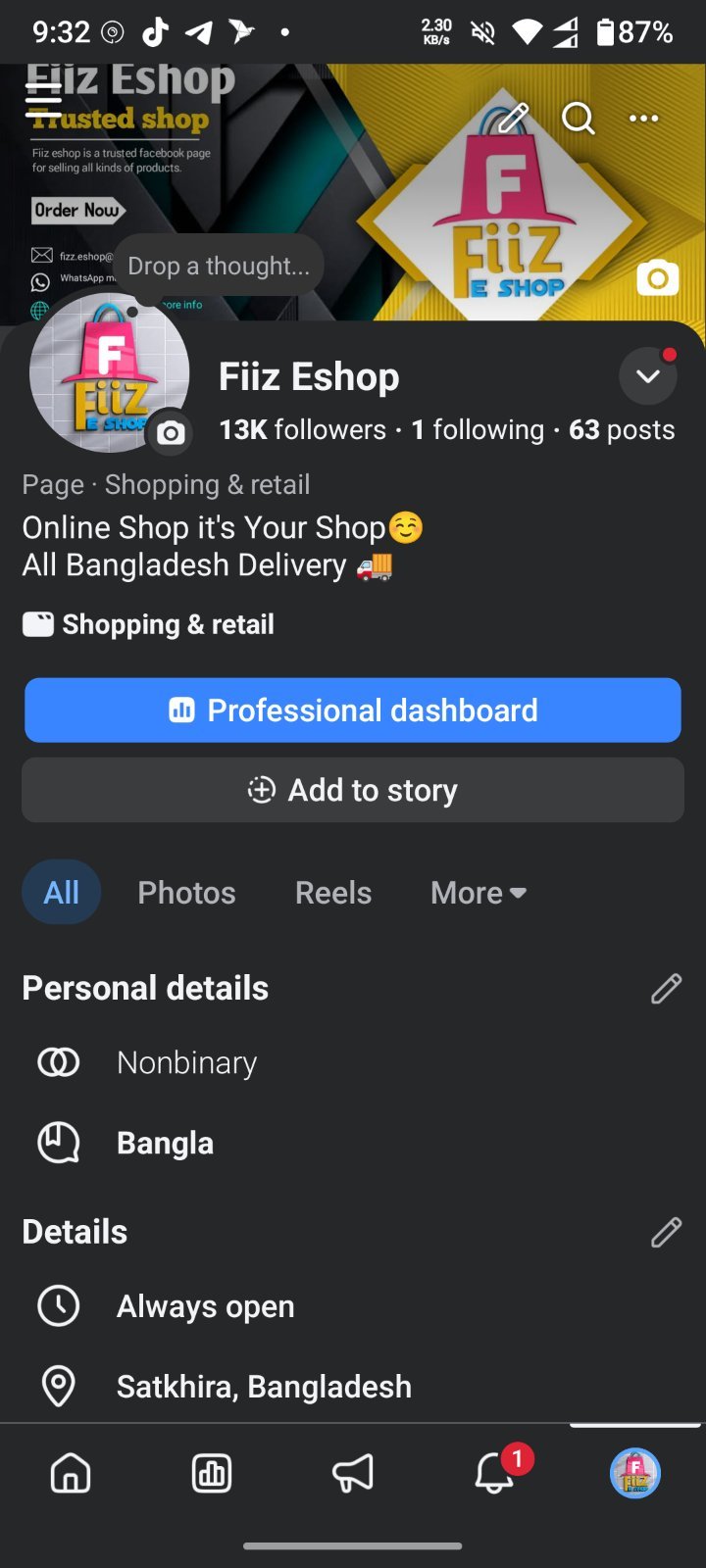 Facebook Page 13.6k follower