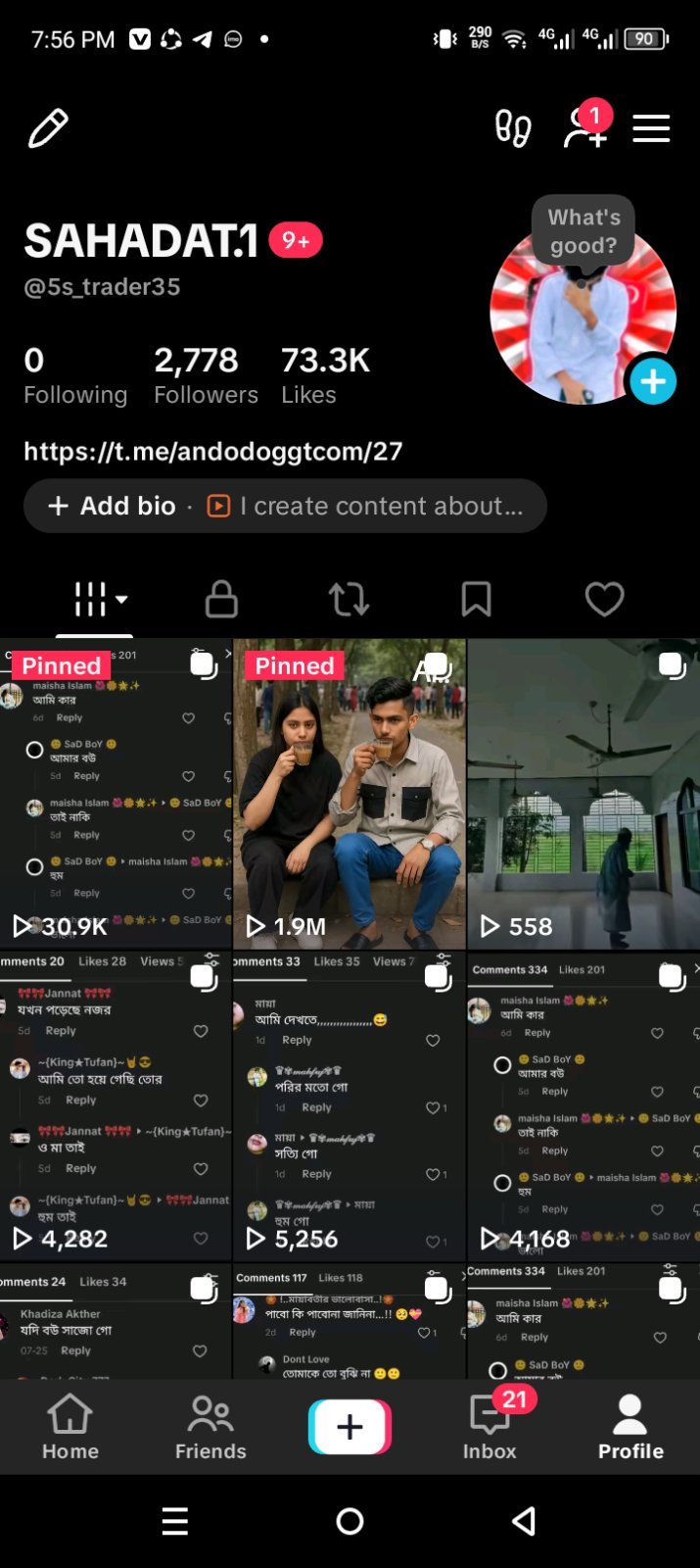 TikTok Account — active Content | Active Followers