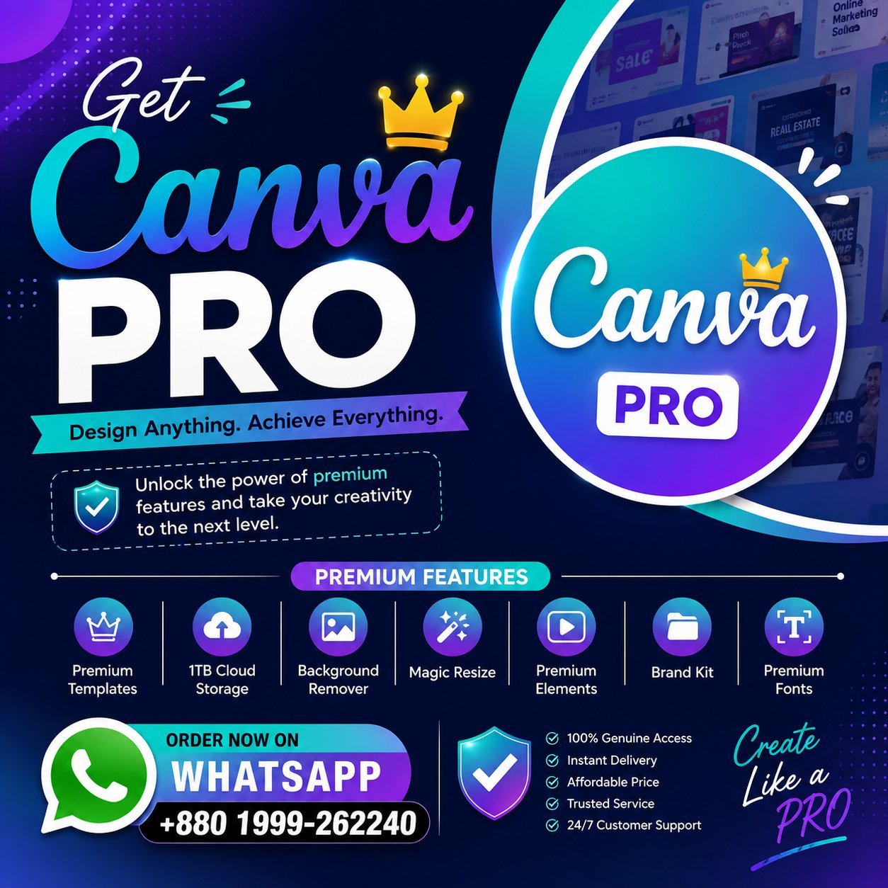 Canva Pro ১ বছরের জন্য ১০০ টাকা