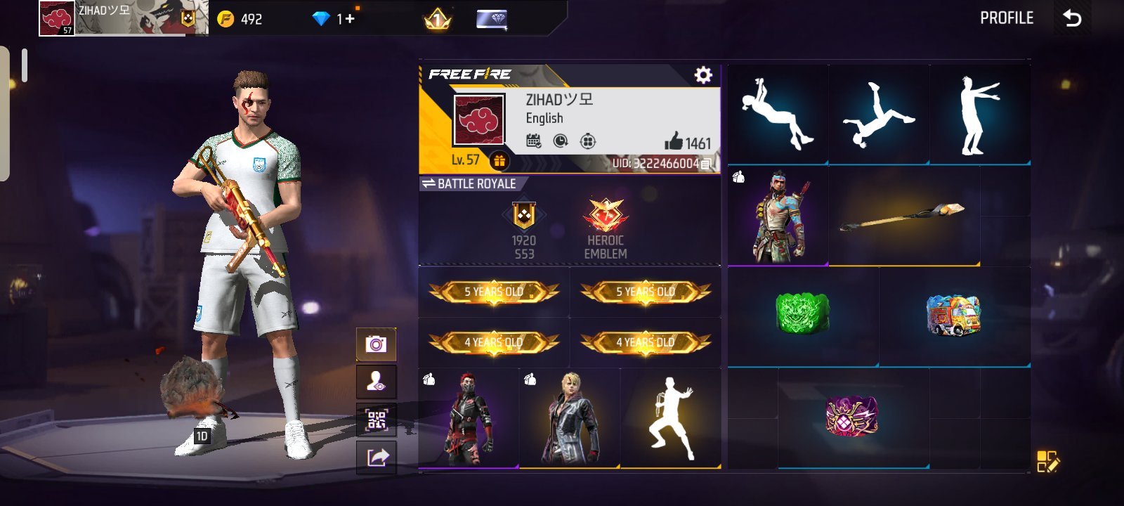 Free fire id level 57