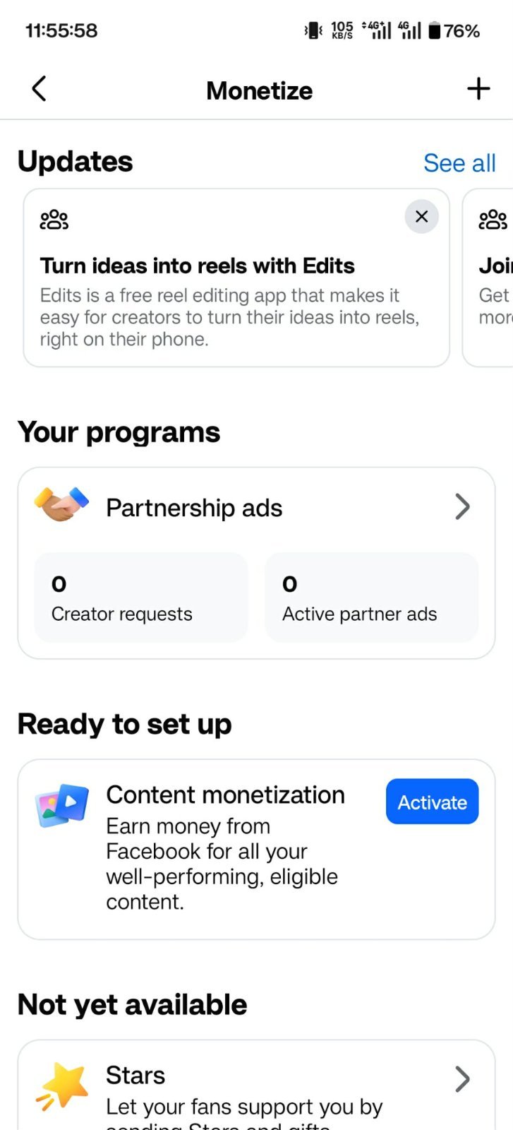 Content monetize setup page sel hobe