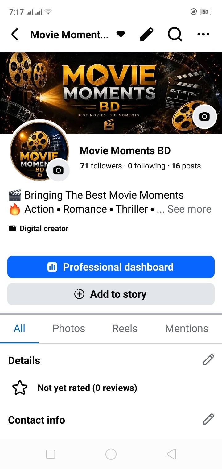Facebook Page for Sale | Movie Moments BD | 71 Followers | 7.3K+ Reach