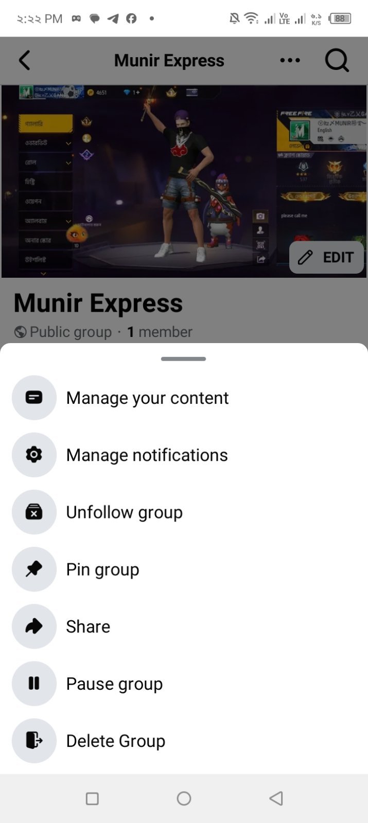 Facebook not used group