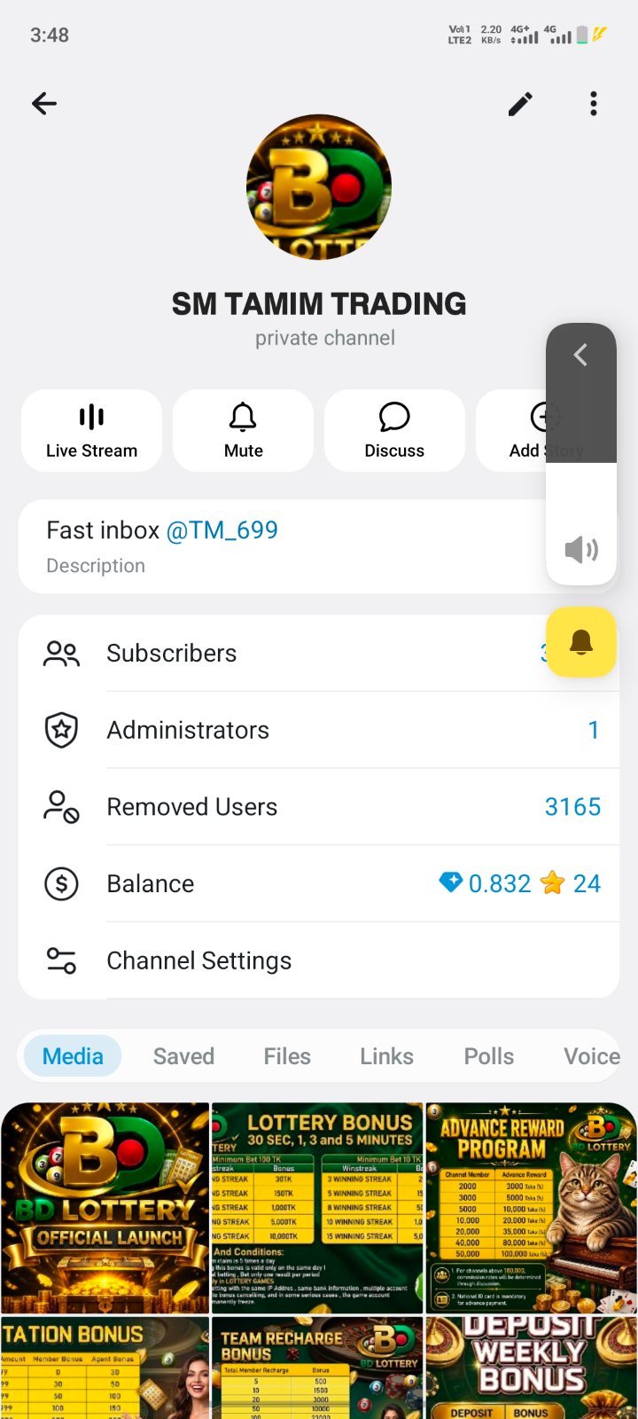 Telegram channel 3.7k supcribe
