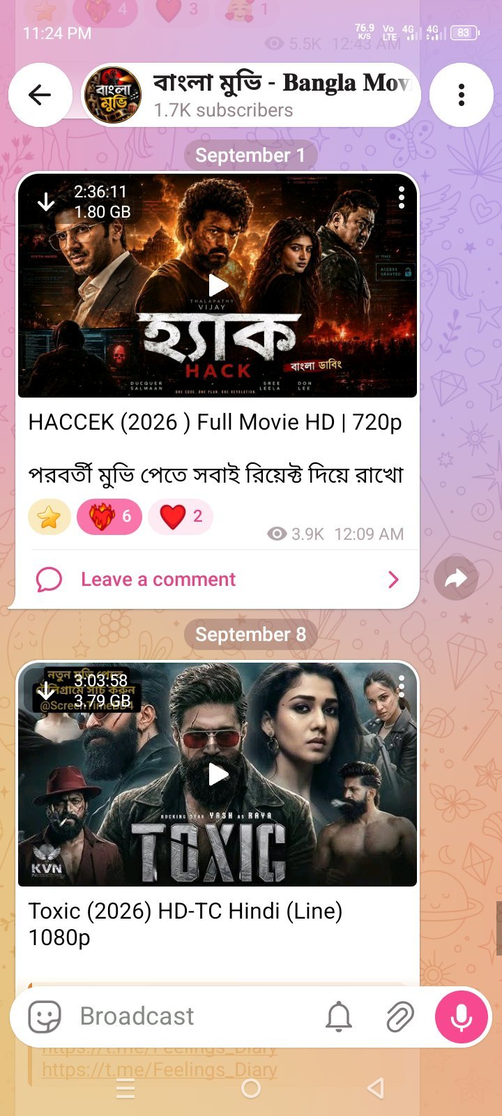 Telegram movie Channel Sell
