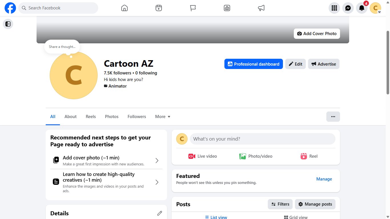 7.5K+ Cartoon Page for Sale | Active Audience