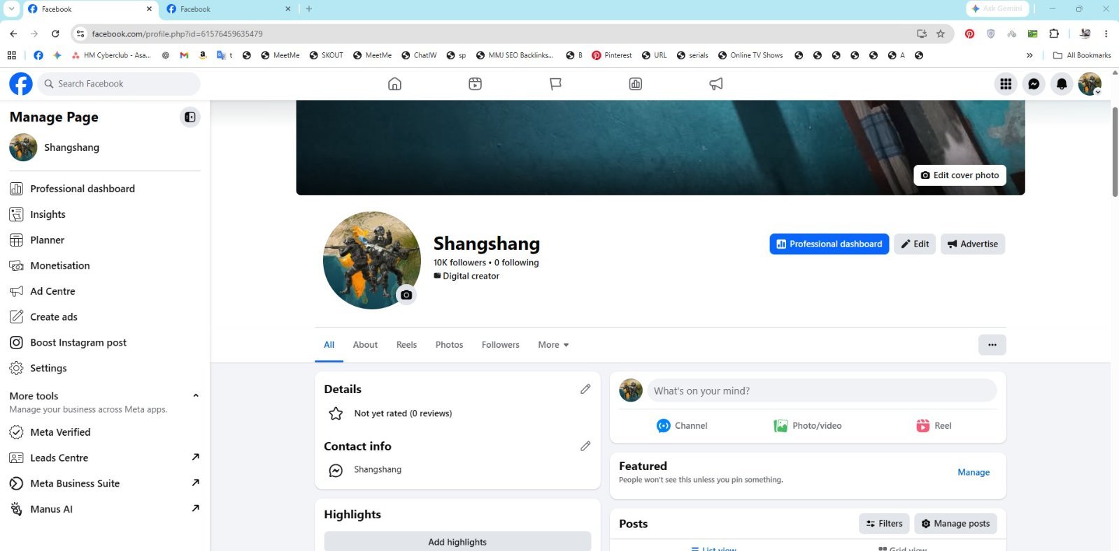 10k followers CM setup page all ok