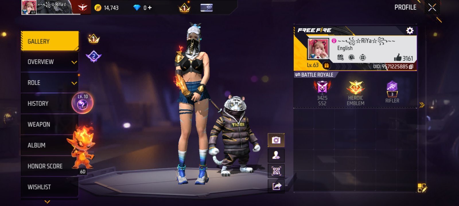 Free Fire BD Account | Lv63 | Evo PARAFAL Lv3 | 18 Emotes | 186 Skins