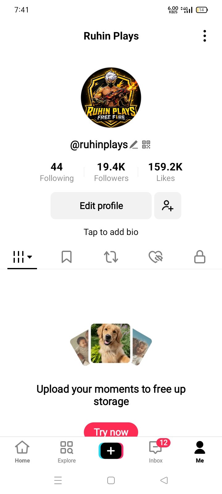 19.4k followers 159.4k likes good account and standard audience
