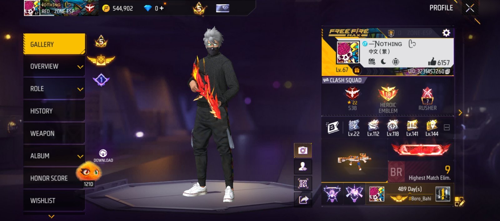 free fire top account 🌼🥹