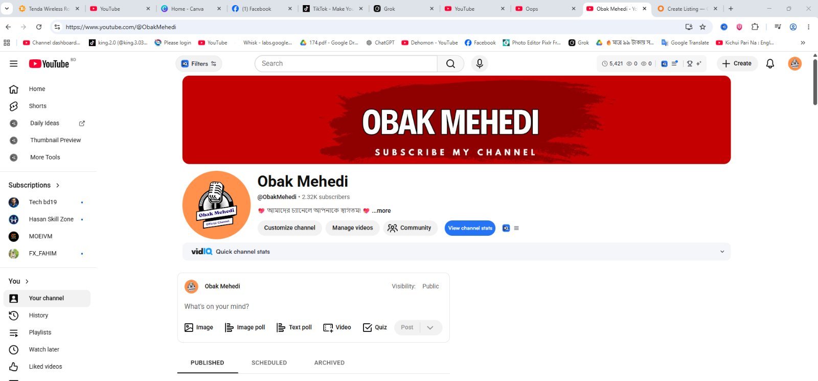 Obak Mehedi ইউটিব চ্যানেল টি সেল করা হবে